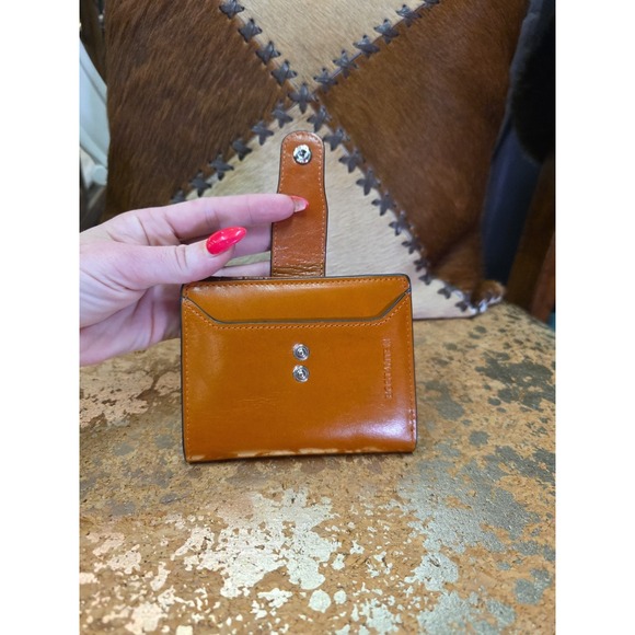 Bostanten Small Brown Leather Bifold Wallet Snap Closure Zip Pocket - Picture 7 of 10